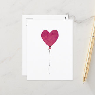 Ballonhartroze schets een waterverf briefkaart