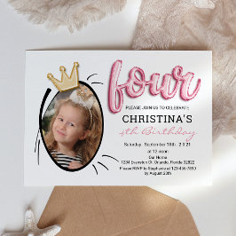 ballonletters | Moderne 4 jaar oude meisjesfoto Kaart