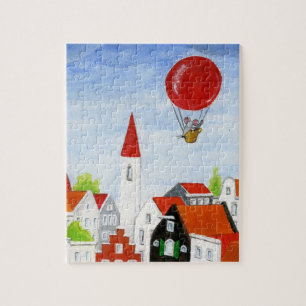 Ballonmuis en dakpannen legpuzzel