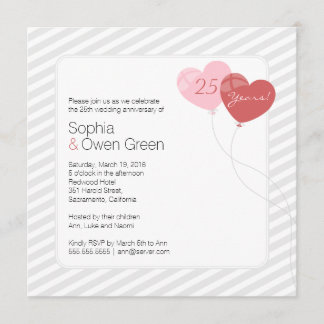 Ballonnen 25e Zilveren Huwelijksjubileum Feestje Kaart