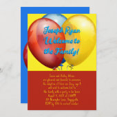 Ballonnen Adoptie Feest Nieuwe Zoon Uitnodiging (Voorkant / Achterkant)