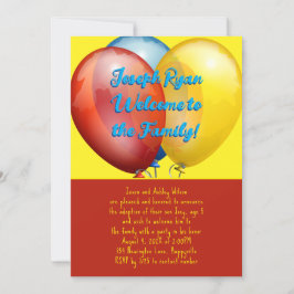 Ballonnen Adoptie Feest Nieuwe Zoon Uitnodiging