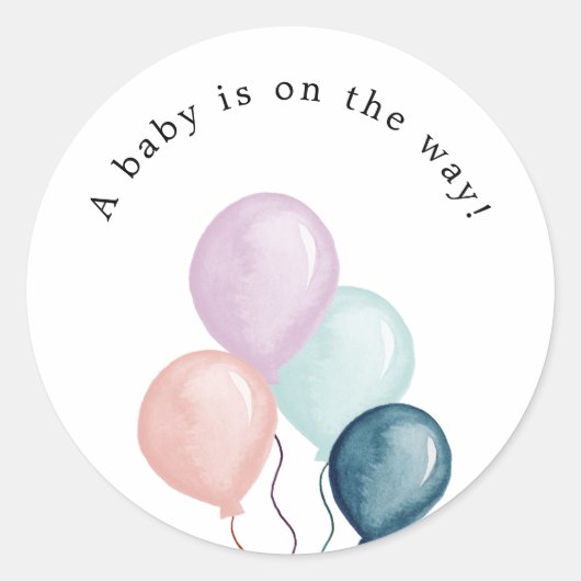 Ballonnen Baby Shower ronde sticker (Voorkant)