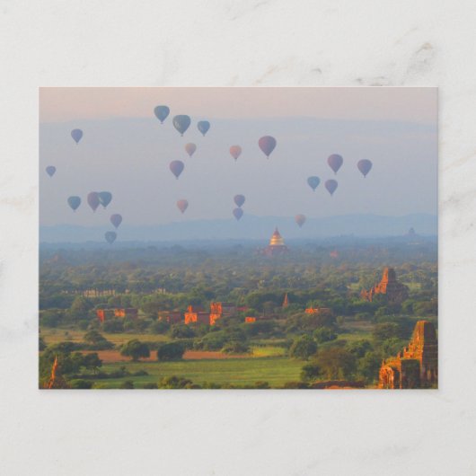 Ballonnen boven Bagan, Briefkaart Myanmar (Voorkant)