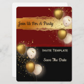 Ballonnen Confetti Bewaar de datum - Party Kaart (Voorkant / Achterkant)