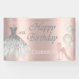 Ballonnen,Diamanten Glas,Hak, Jurk, Roze Goud Spandoek