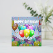 Ballonnen en confetti verjaardag kaart (Staand voorkant)