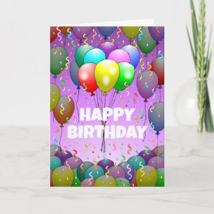 Ballonnen en Confetti Verjaardag Kaart