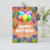 Ballonnen en Confetti Verjaardagskaart Kaart (Staand voorkant)