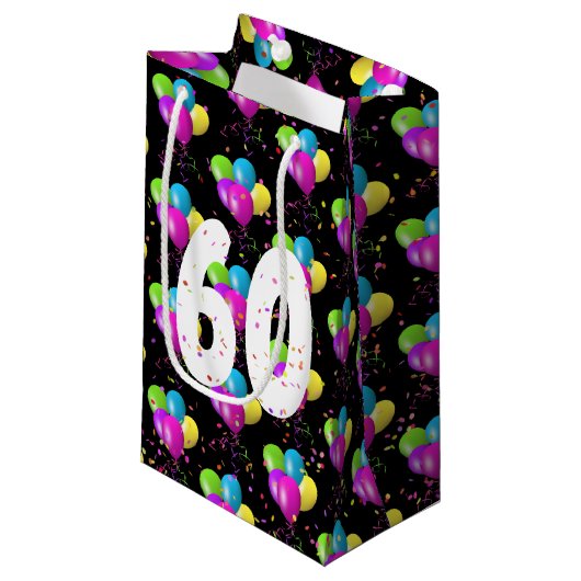 Ballonnen en confetti zakje voor 60ste verjaardag (Voorkant Gekanteld)