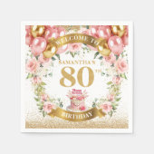 Ballonnen en glitter 80ste verjaardag partij serve servet (Voorkant)