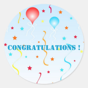 Ballonnen en sterren ronde sticker