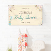 Ballonnen en veren Boho Baby shower Spandoek (Insitu)