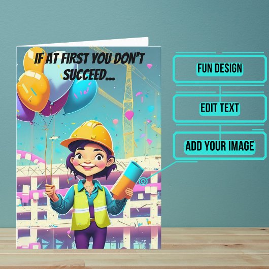 Ballonnen en Vrouw Engineer Verjaardag Kaart