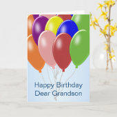 Ballonnen gepersonaliseerde kleinzoon verjaardag kaart (Gele Bloem)