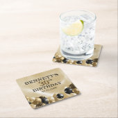 Ballonnen Gouden Verjaardag Vierkante Kartonnen Onderzetter (Insitu)