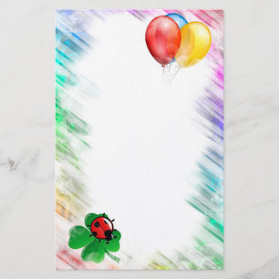 Ballonnen, lieveheersbeestje en klaver briefpapier