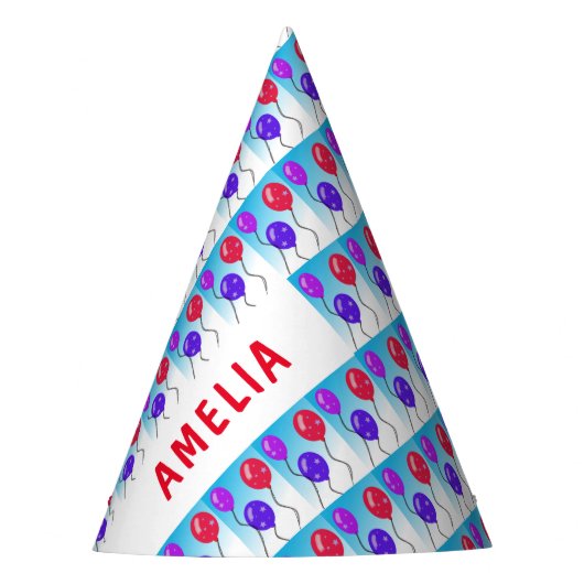 Ballonnen met Sterren Kids Verjaardagsfeestnaam Feesthoedjes (Voorkant)