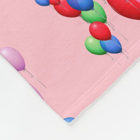  ballonnen op roze fleece deken (Hoek)