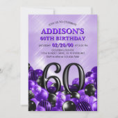 Ballonnen Paarse 60e Verjaardag Kaart (Voorkant)