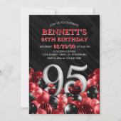 Ballonnen Red 95th Verjaardag Kaart (Voorkant)