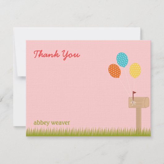 Ballonnen teken plat bedankkaart - Roze (Voorkant)