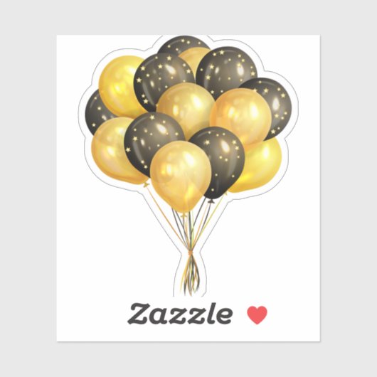 Ballonnen, viering zwart en goud sticker (Vel)