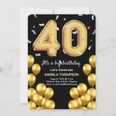 Ballons 40 ans Anniversaire Invitation (Devant)
