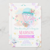 Ballons à air chaud 1er anniversaire Invitation (Devant / Derrière)