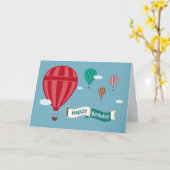 Ballons à air chaud affichant la carte d'anniversa (Fleur jaune)