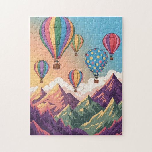 Ballons à air chaud au-dessus des montagnes Puzzle (Vertical)