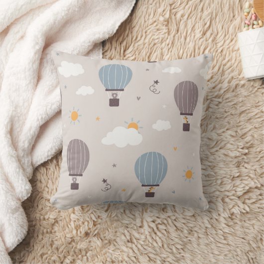 Ballons À Air Chaud Avec Animaux Lance Oreiller (Couverture)