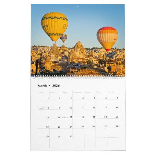 Ballons à air chaud dans le calendrier mural Cappa (Mar 2026)