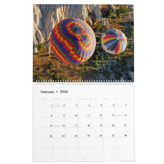 Ballons à air chaud dans le calendrier mural Cappa (Feb 2026)