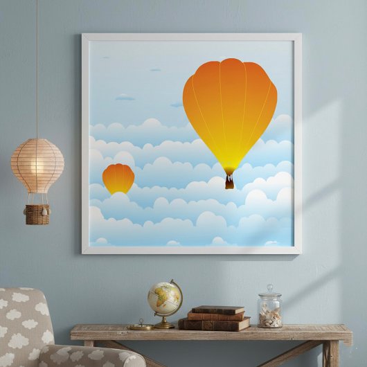 Ballons à air chaud dans les nuages Poster