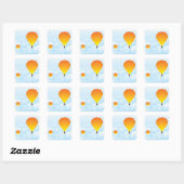 Ballons À Air Chaud Dans Stickers Carré Nuages (Feuille)