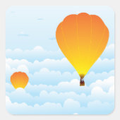 Ballons À Air Chaud Dans Stickers Carré Nuages (Devant)
