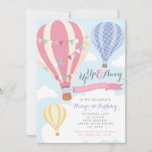 Ballons à air chaud rose et violet Invitation d'an (Devant)