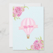 Ballons à air chaud rose Floral Invitation Anniver (Dos)