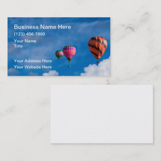 Ballons à air chaud Thème Cartes de visite simples (Devant / Derrière)