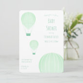 Ballons à air chaud vert | Invitation Baby shower (Debout devant)