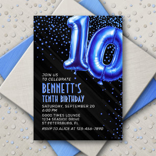 Ballons à huile bleue 10e anniversaire Invitation