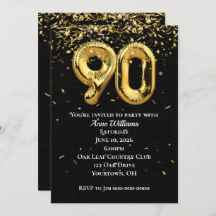 Ballons à huile d'or 90e anniversaire Invitation d