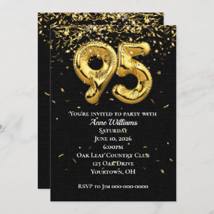 Ballons à huile d'or 95e anniversaire Invitation d