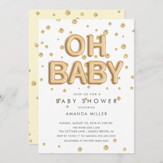 Ballons à huile Oh Baby Neutral Douche Invitations (Devant / Derrière)