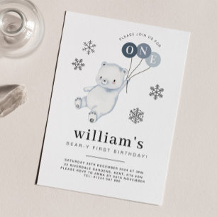 Ballons à ours polaires 1er Invitation anniversair