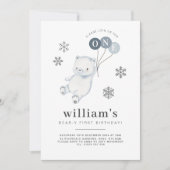 Ballons à ours polaires 1er Invitation anniversair (Devant)