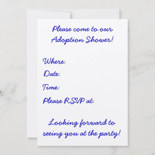 Ballons Adoption Douche invitation (Dos)