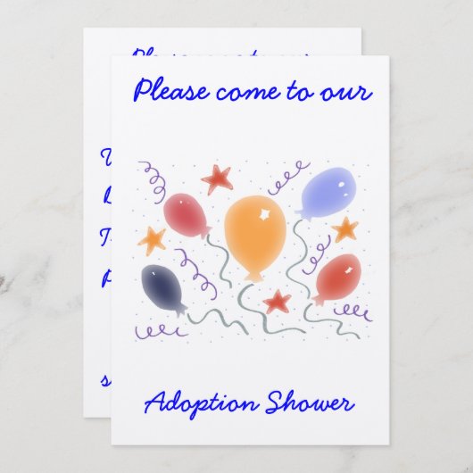 Ballons Adoption Douche invitation (Devant / Derrière)