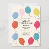 Ballons Anniversaire Fête Invitation (Devant)